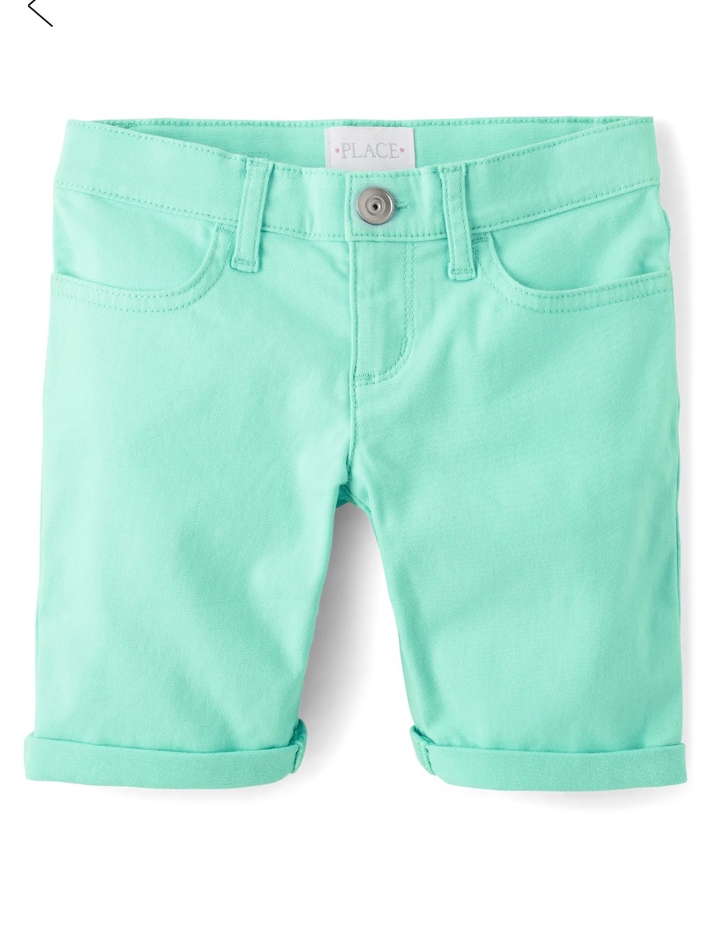 NWT The Children's Place Mint Green Girls' Roll-Cuff Shorts size 4